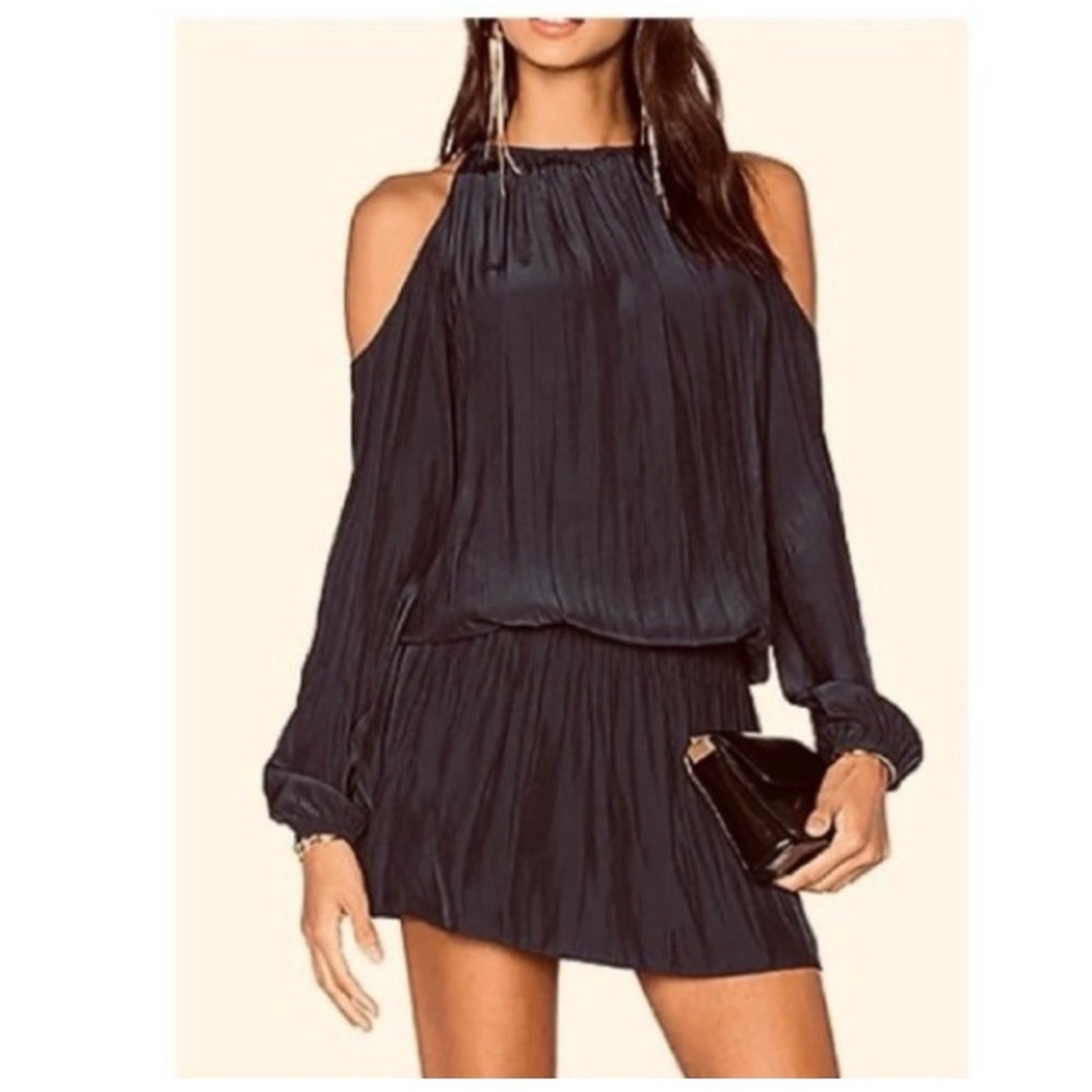 Ramy Brook Black Cold Shoulder Midi Dress